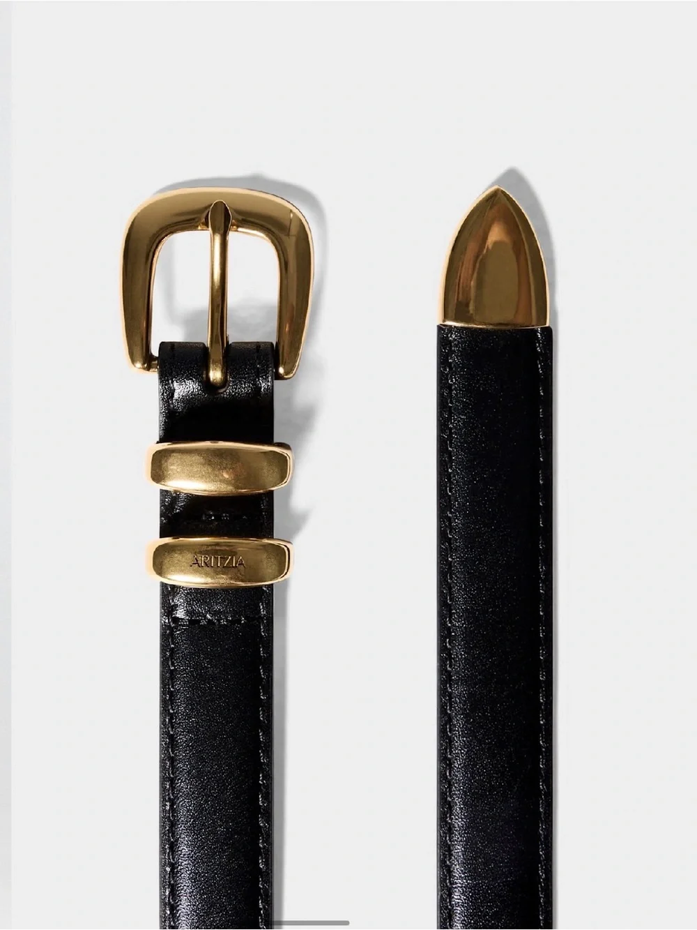 Aritzia Legendary Solid Brass Leather Slim Belt